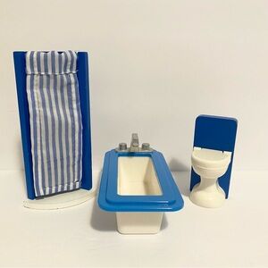 Wooden Dollhouse Furniture Fire Station Lot Toys Bathroom Toliet Set Kid Kraft